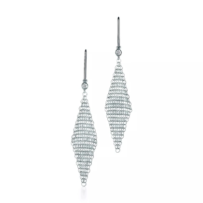 Серьги- сеточки с бриллиантами,из серебра 925,Tiffany✨В наличии