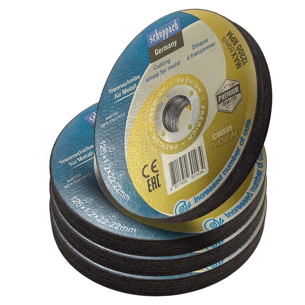 Круг отрезной по металлу 125x1,2x22,2мм(40шт к-т) Scheppach Sch-CW505 PREMIUM[40шт к-т]