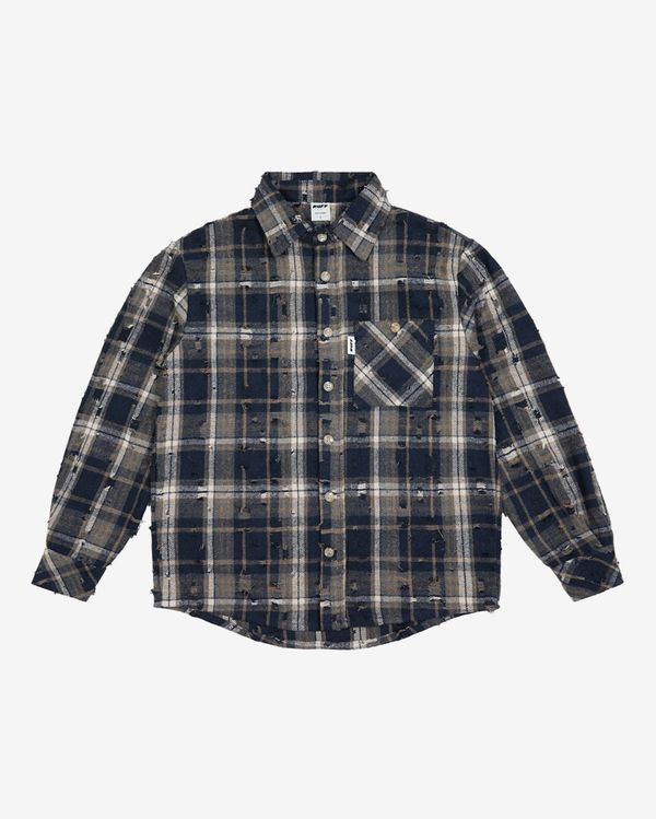 Рубашка ripped plaid темно-синяя - фото 3