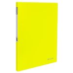 Папка с пружинным cкоросшивателем Brauberg Neon, 700мкм, корешок 16мм с карманом, желтая
