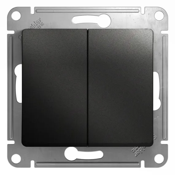 Выключатель двухклавишный Systeme Electric Glossa Антрацит GSL000751
