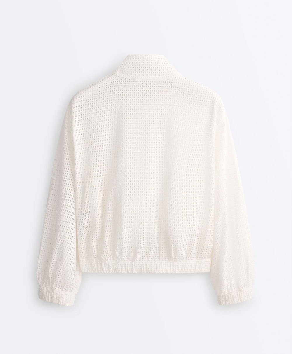 Oysho Ажурная куртка из 100% хлопка, белый