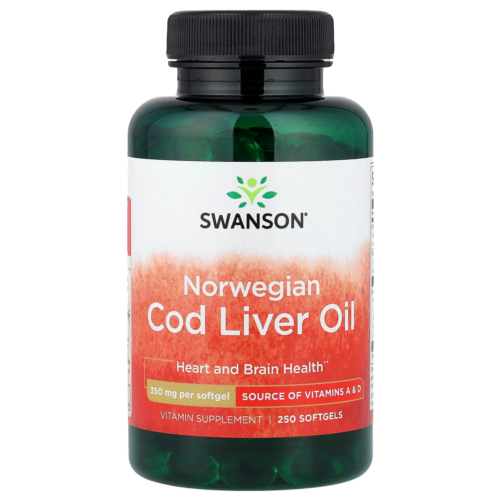 Swanson Vitamins, Жир печени норвежской трески, 350 мг, 250 мягких таблеток