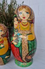Матрешка 21 см "Кошки в лукошке" 5 мест