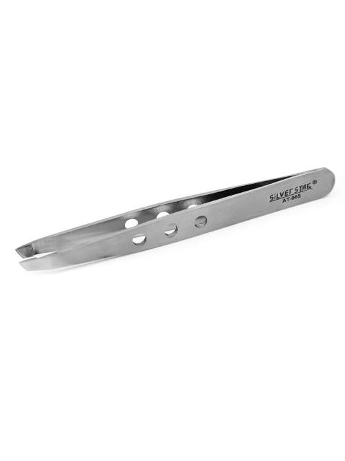 Пинцет косой для бровей AT-965 Silver Star