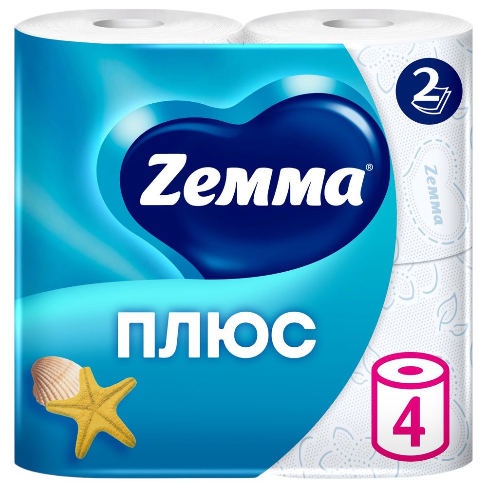 Бумага туалетная Zemma Плюс Свежесть Океана 2 сл. 4 рул