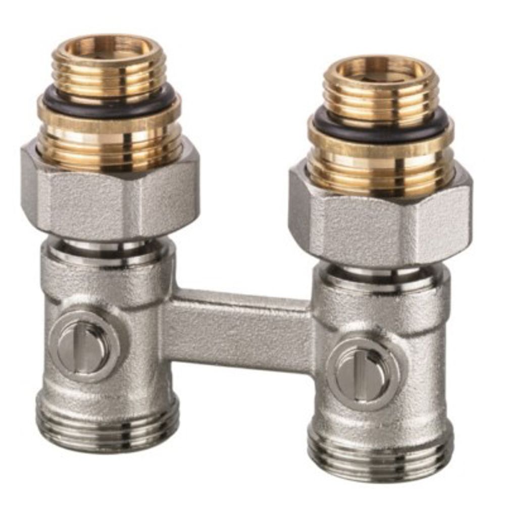 Гарнитура нижнего подключения Vekotrim проходная, резьба Rp 1/2' x G 3/4', DN 15, Kvs = 1,8 м3/ч, PN10, Tmax = 120⁰C, материал корпуса - латунь