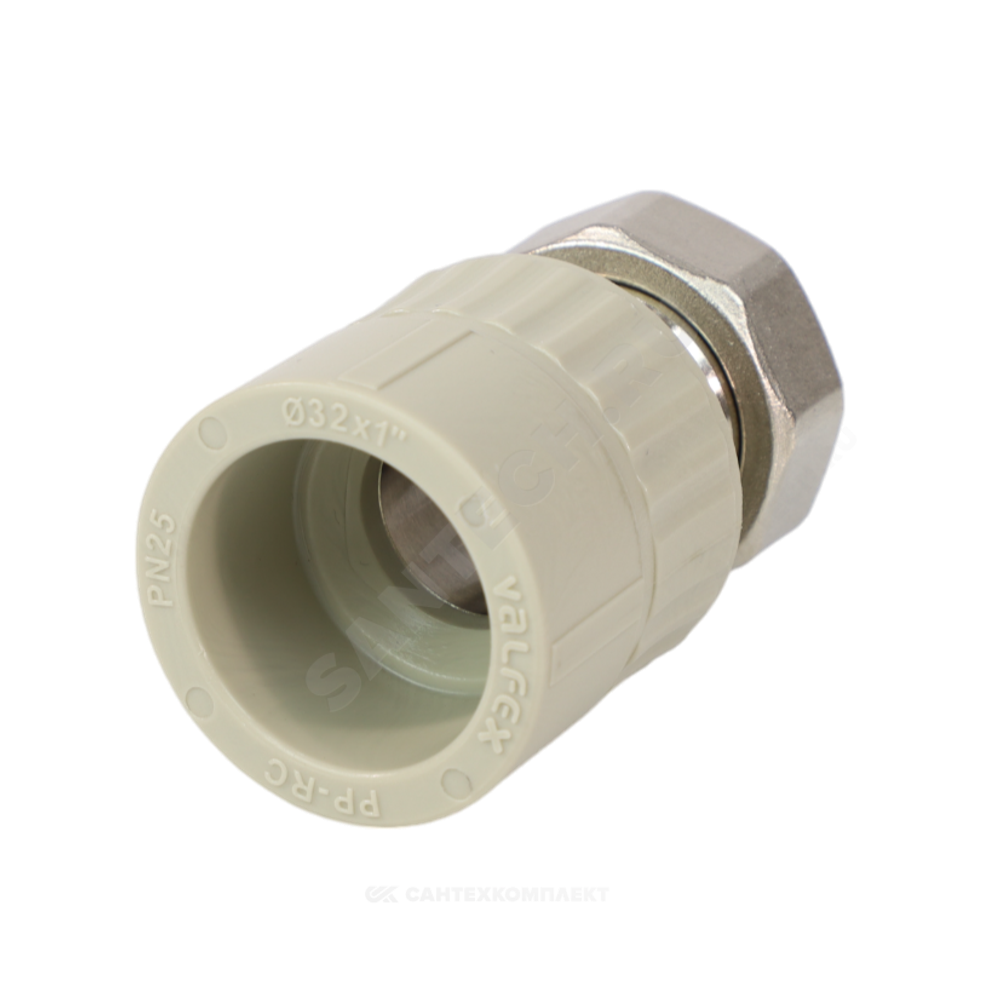 Муфта PP-R комбинированная серая Дн 32х1 1/4" с накидной гайкой VALFEX 10139132Г