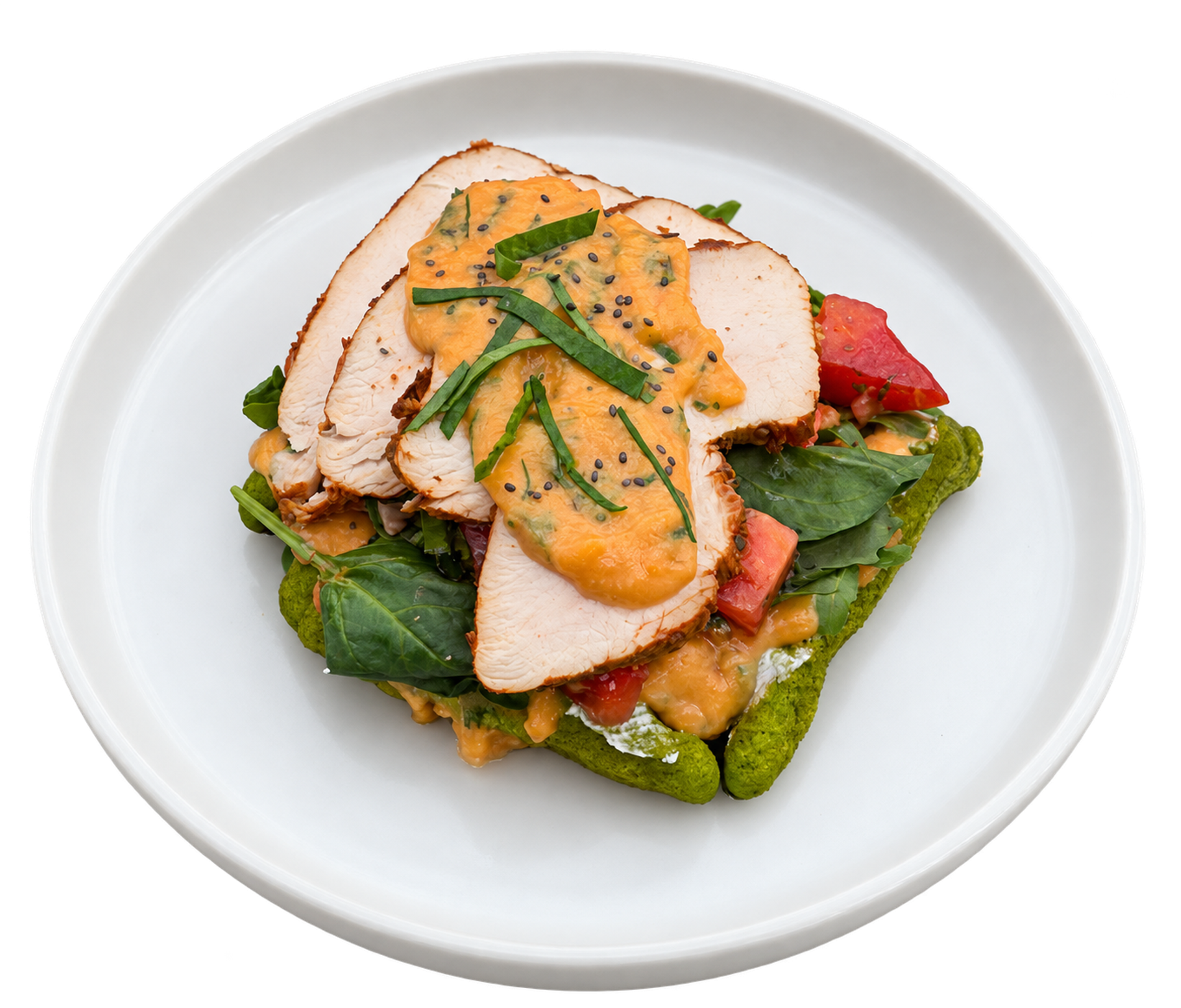 Зеленая вафля с курицей