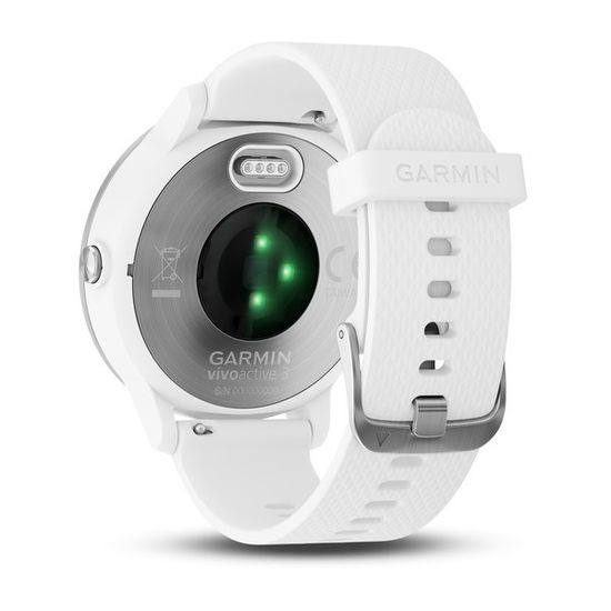 Смарт часы Garmin Vivoactive 3, серебристые с белым ремешком 010-01769-22