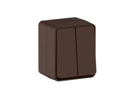 ATLASDESIGN PROFI IP54 О/У 2-клавишный ВЫКЛЮЧАТЕЛЬ, сх.5, 10АХ, КОРИЧНЕВЫЙ