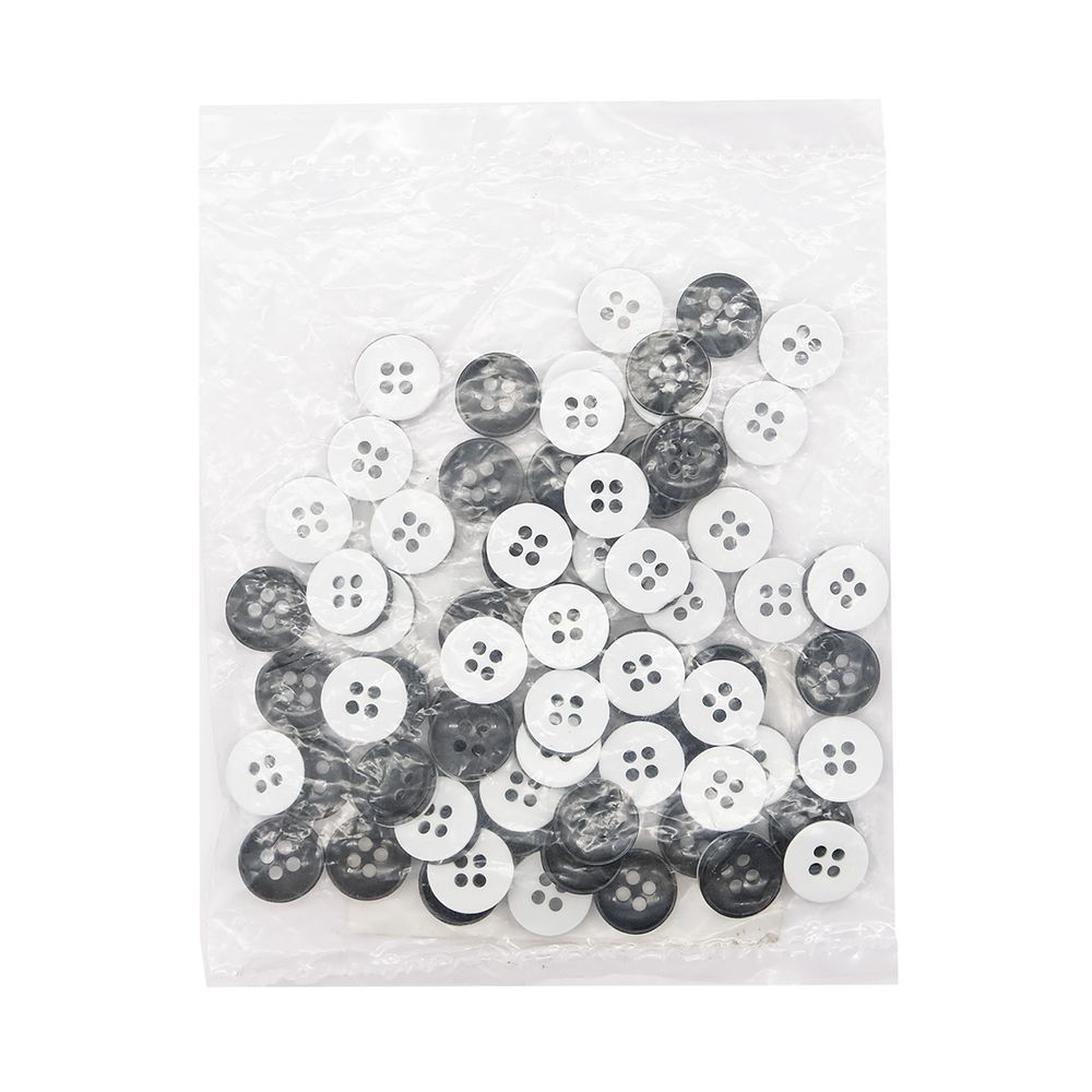 Пуговицы 4 прокола 18L=11 мм, (Black черный) CB, 72 шт