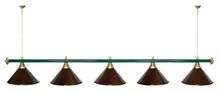 Лампа STARTBILLIARDS 5 пл. (плафоны золотые,штанга коричневая,фурнитура золото)