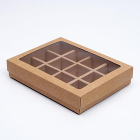 Коробка МИНИ для 12 конфет крафт 11.5×8.7×2.5 см