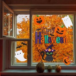 Интерьерные наклейки «Happy Halloween», котики, размер листа 42х29 см, 9 шт.