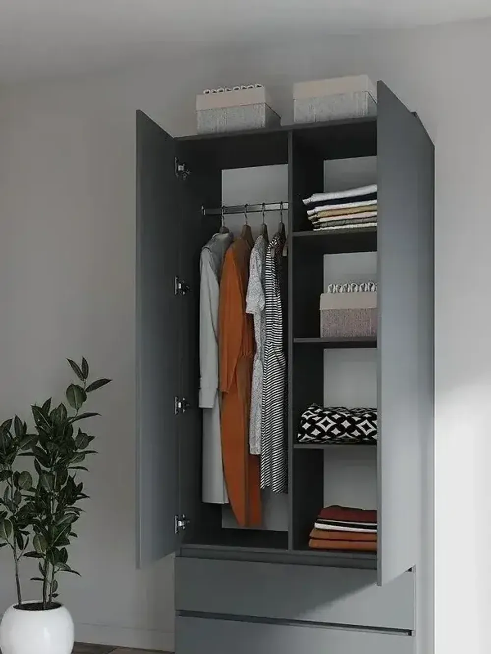 МС Мори Шкаф МШ 900.2 (Графит), ДСВ-Мебель, г. Пенза