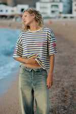 ФУТБОЛКА OVERSIZE В ПОЛОСКУ С НАДПИСЬЮ — ZARA
