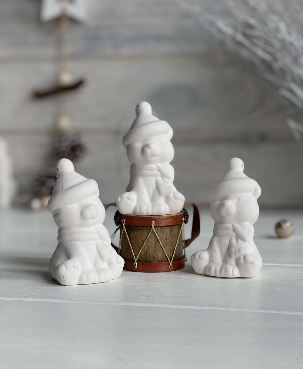 Елочная игрушка Воздушный Фарфор "Кот с шарфом", для росписи, фарфор