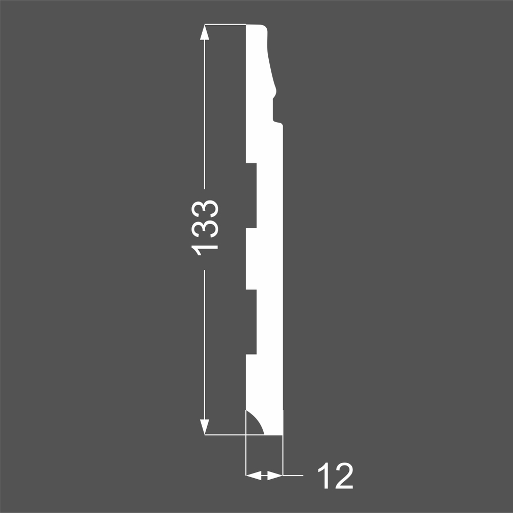 Плинтус напольный под покраску P23.133.12 МДФ Deartio 133x12x2070 мм