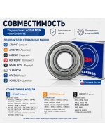Подшипник барабана шариковый 6204 ZZ (размер 20x47x14 мм, закрытый металлом) для стиральных машин Атлант, Indesit, Ariston NSK 908092004015 (908092004001, 065103029100, C00002591, 5423204709, 481281729413, 6204-2Z, 6204ZZ, 35M101, 45Y101, 50C101)
