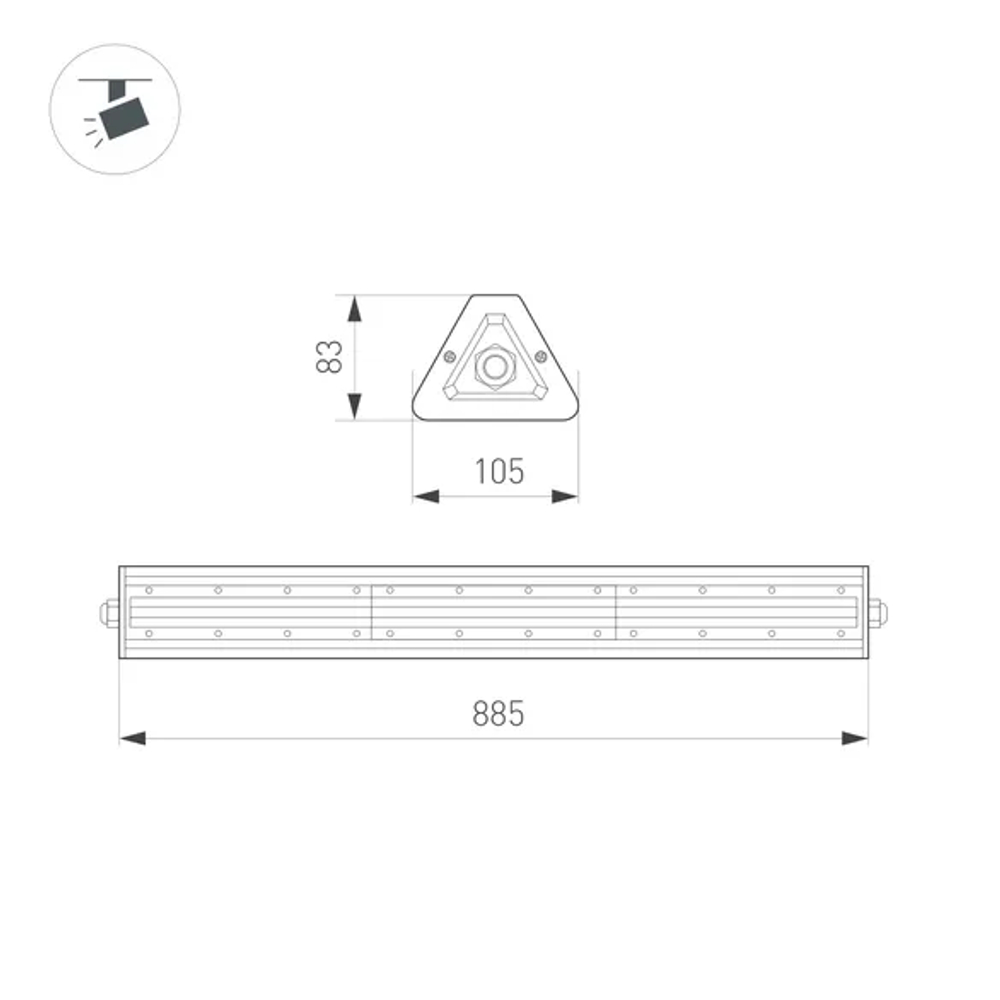 Светильник SP-LAGERN-L885-150W Day5000 (WH, 50х90 deg, 230V) (Arlight, IP65 Металл, 5 лет) 050026
