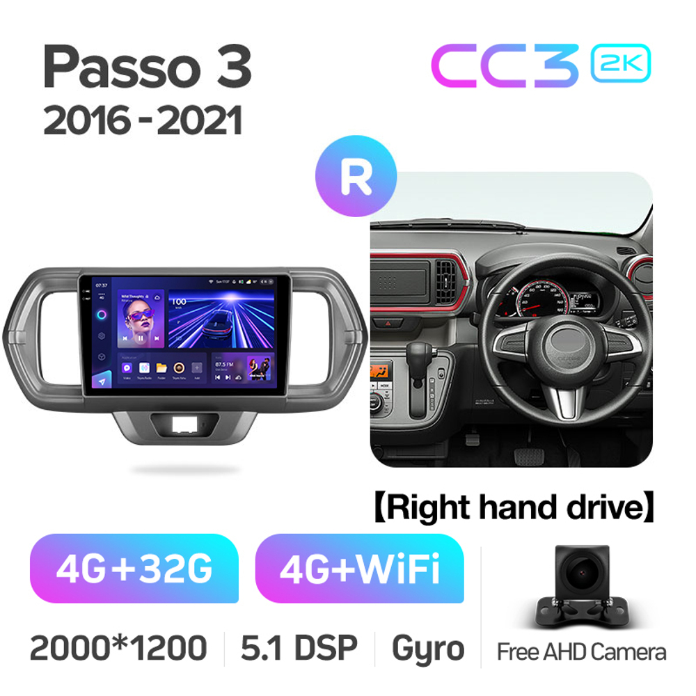 Teyes CC3 2K 9"для Toyota Passo 2016-2021 (прав)