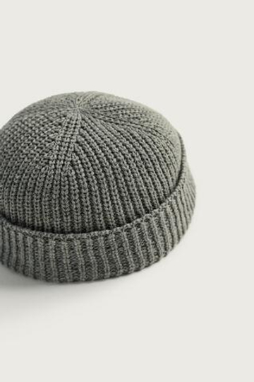 ZARA КОРОТКАЯ ШАПКА БИНИ ИЗ ХЛОПКОВОГО МИКСА, СЕРЫЙ