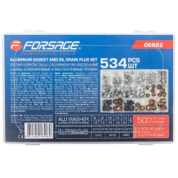Шайбы алюминиевые и маслосливные пробки, набор 534шт. Forsage F-06862