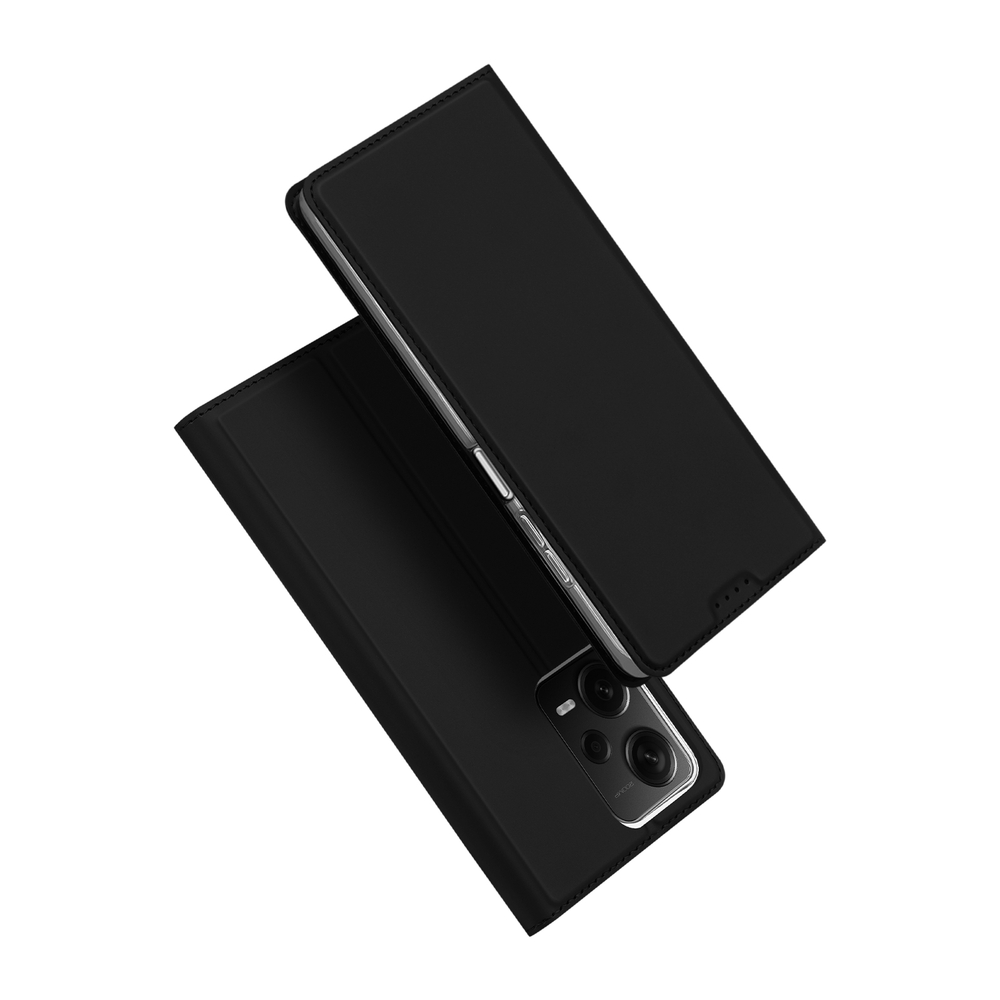 Чехол книжка из кожи черного цвета для Xiaomi Redmi Note 12 Pro+ 5G, серия Skin Pro Series от Dux Ducis
