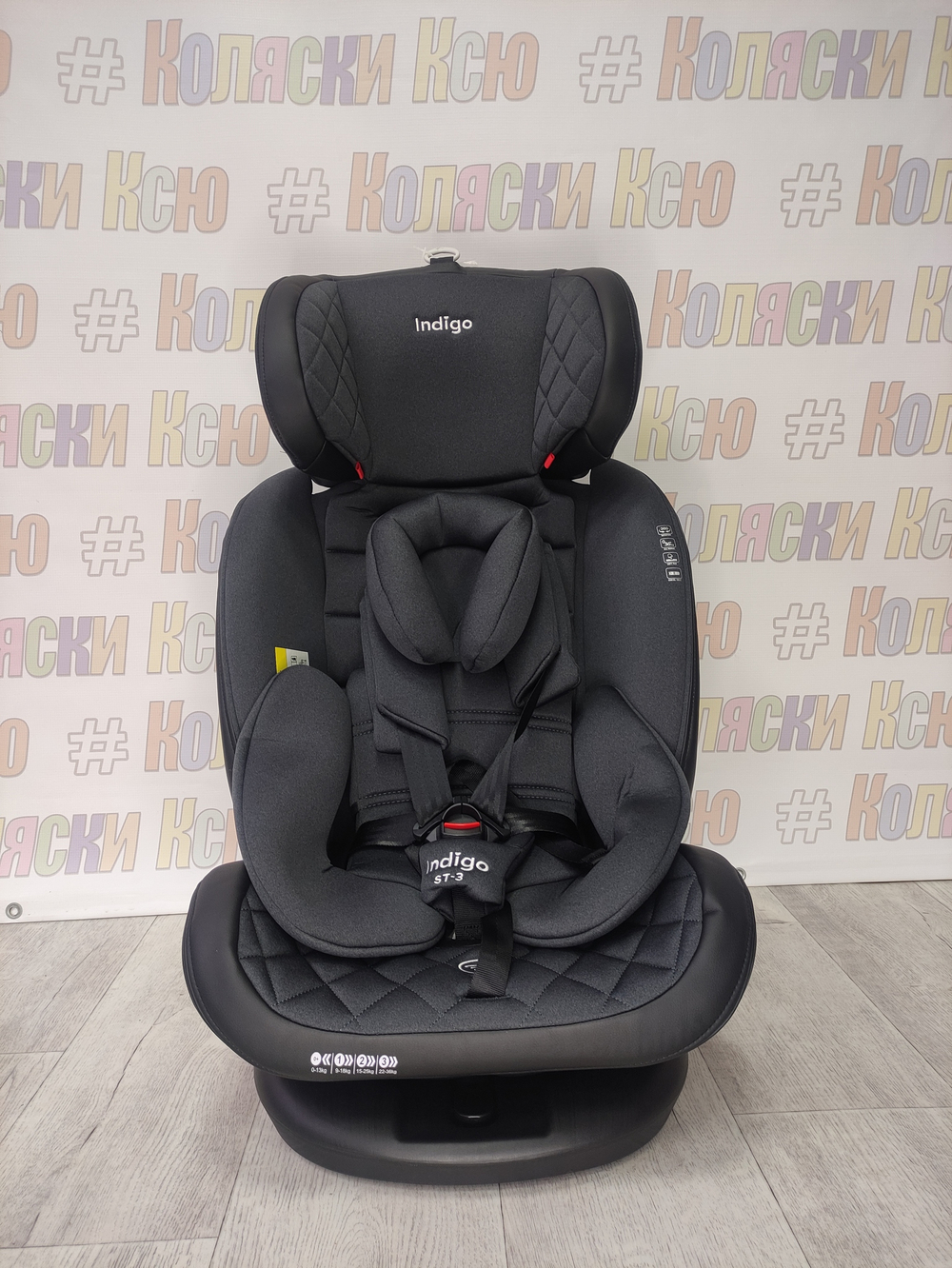 Автокресло детское Indigo Aero ST-3 Isofix группа 0/1/2/3 (0-36) черный