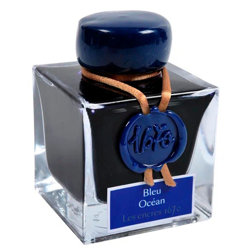 Чернила во флаконе Herbin Prestige 1670 50 мл Bleu Ocean синие с золотыми блестками (15018JT) 1