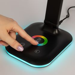 Настольный светильник ЭРА NLED-502-11W-BK светодиодный с RGB ночником черный | Светодиодные настольные лампы