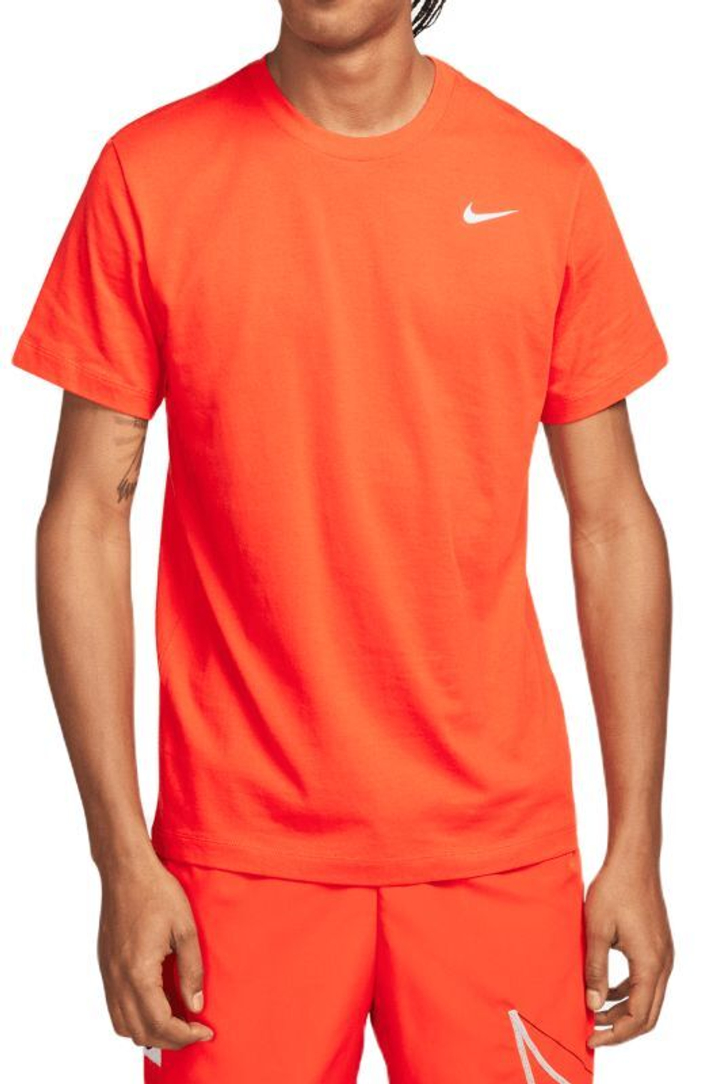 Футболка мужская теннисная Nike Solid Dri-Fit Crew - picante red/white