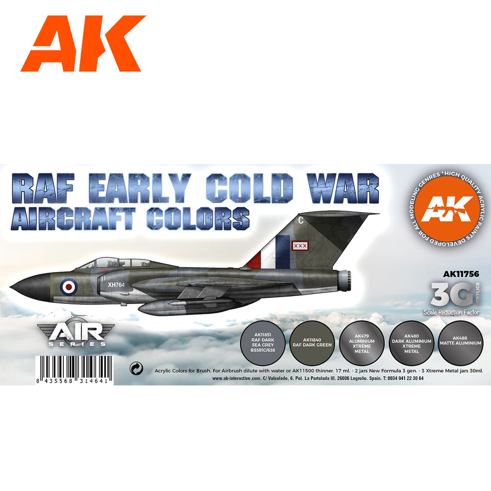 Набор красок AK interactive Early Cold War RAF Aircraft Colors Set 3G, 5 красок