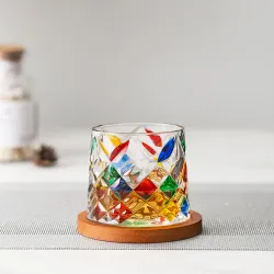 Стакан Олд Фэшн 290 мл Mosaic Square крутящийся на дерев. подставке d 8,8/8 см h8,1 см Barbossa [1]