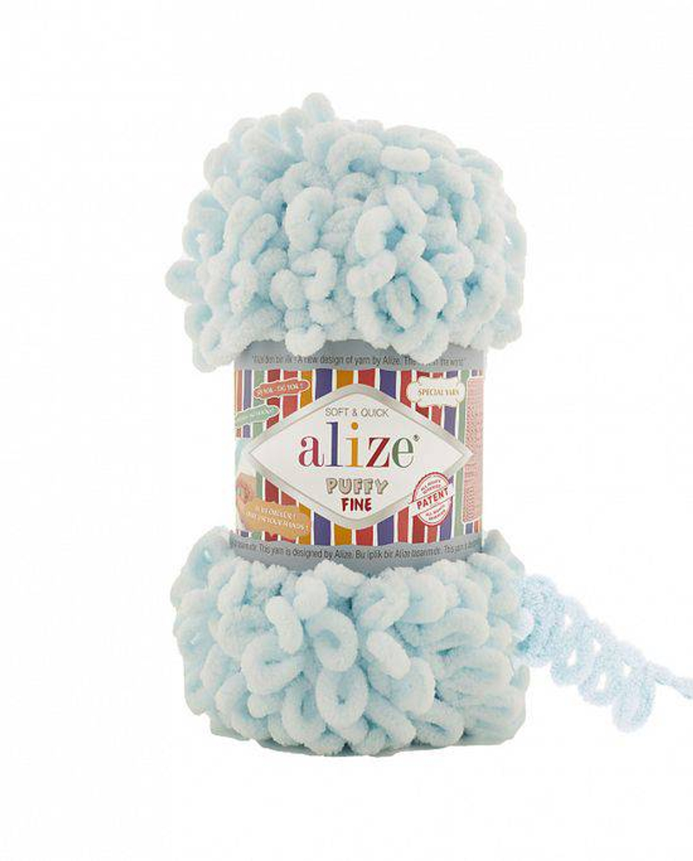 Пряжа для вязания Ализе Puffy Fine (100% микр. 100г/14м цв.522 светло голубой   3607