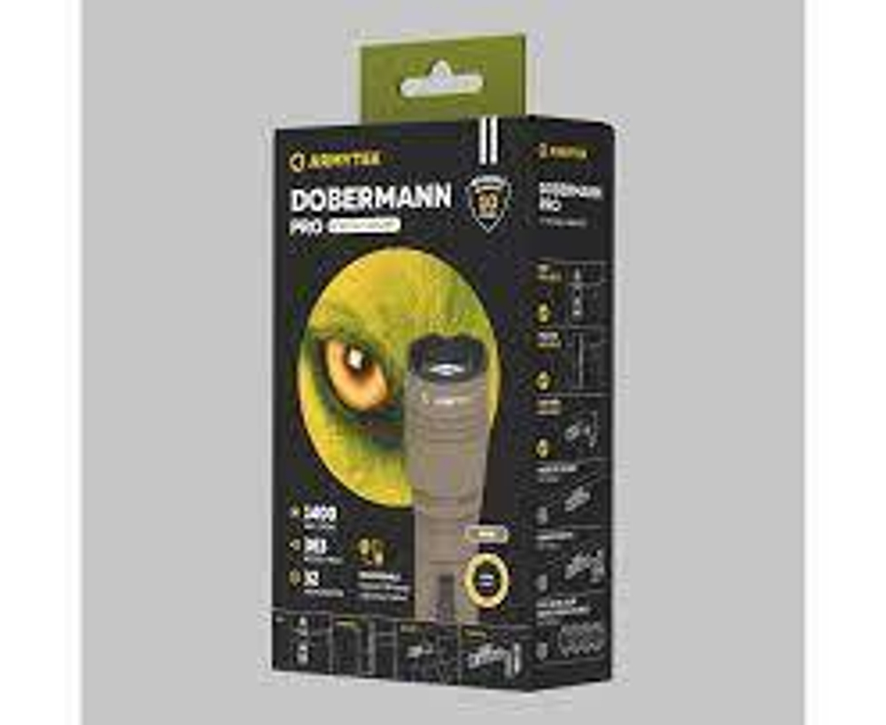 Фонарь ARMYTEK DOBERMANN PRO MAGNET USB Sand, 1400Лм, теплый, F07501WS