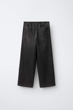 ZARA ДЖИНСЫ WIDE LEG С ЗАКЛЕПКАМИ, ЧЕРНЫЙ