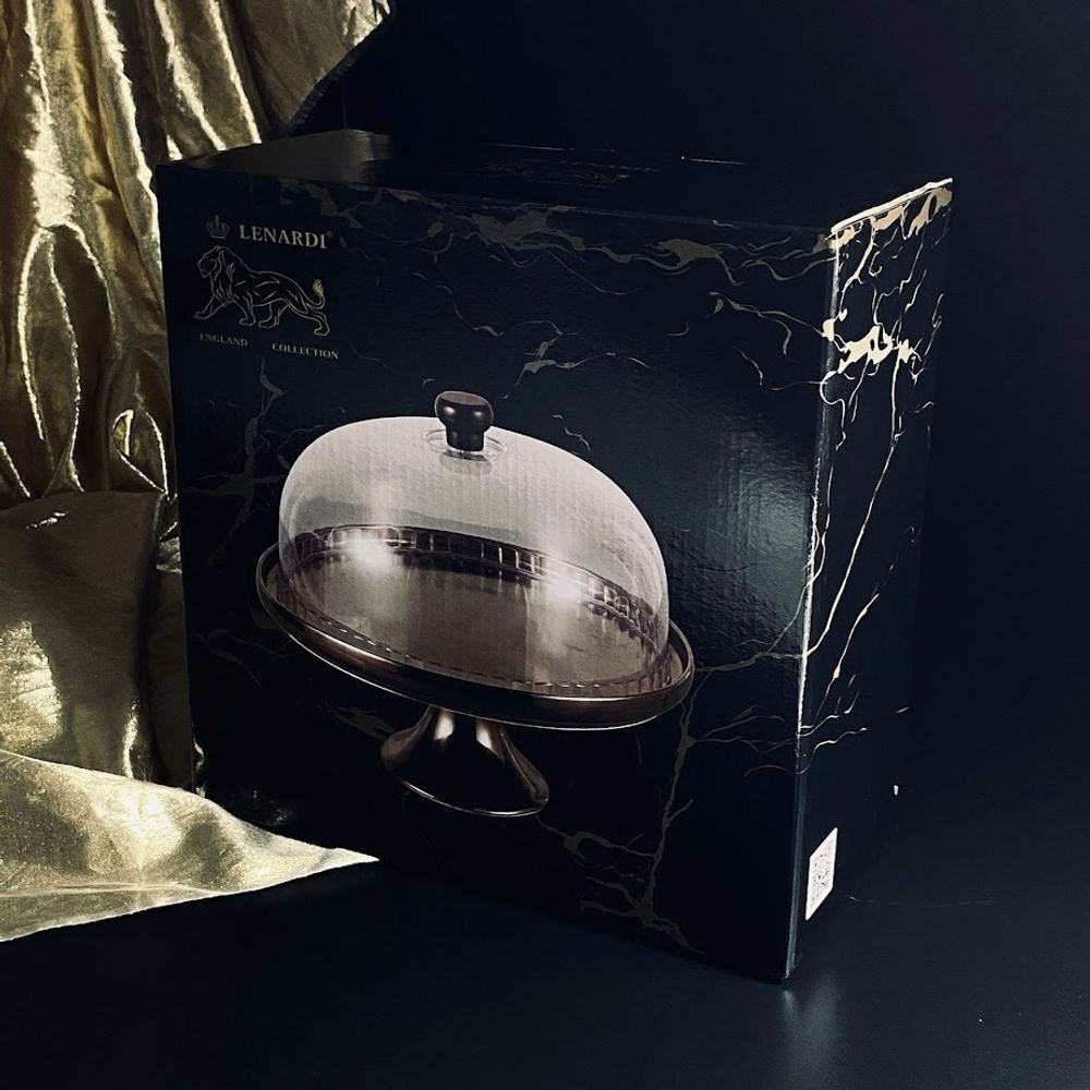 Lenardi 232-005 Тортовница 32см на ножке с крышкой ВИНТАЖ в под.уп.(х4)Фарфор