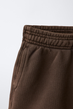 ZARA ОДНОТОННЫЕ ШОРТЫ ИЗ ТКАНИ ПИКЕ, КОРИЧНЕВЫЙ