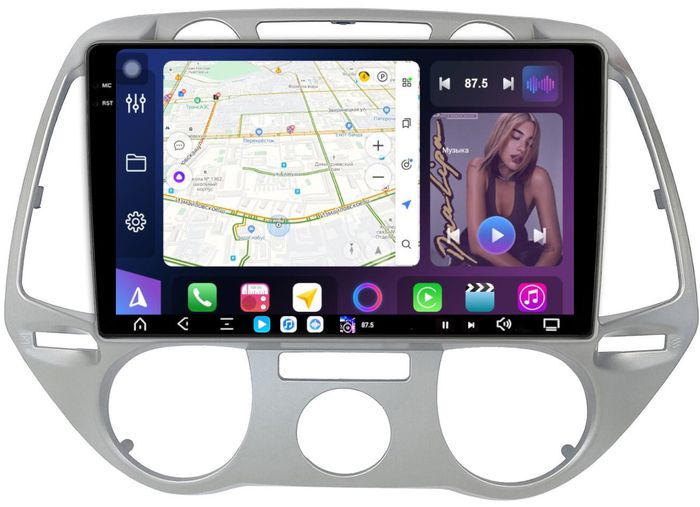 Магнитола для Hyundai i20 2009-2012 (кондиционер) - FarCar S500-TS20 монитор 9.5" 2K QLED на Android 14, Быстрейшая, CarPlay, 4G SIM-слот