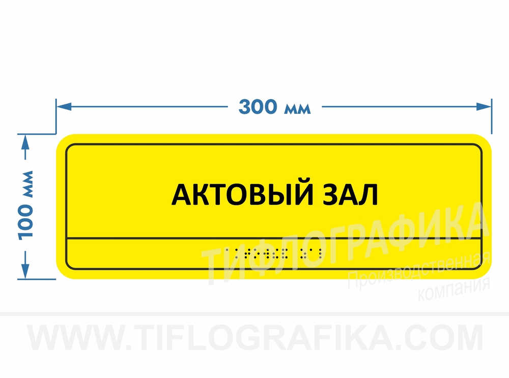 100х300 мм (Полистирол 3 мм) Тактильная табличка комплексная, Монохром
