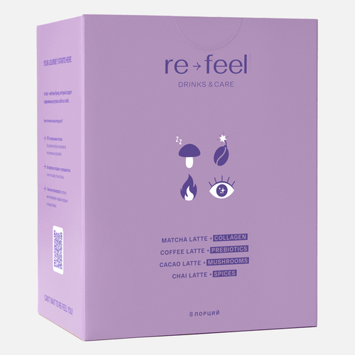 RE-FEEL Ассорти матча + кофе + какао + чай (саше 8 шт)