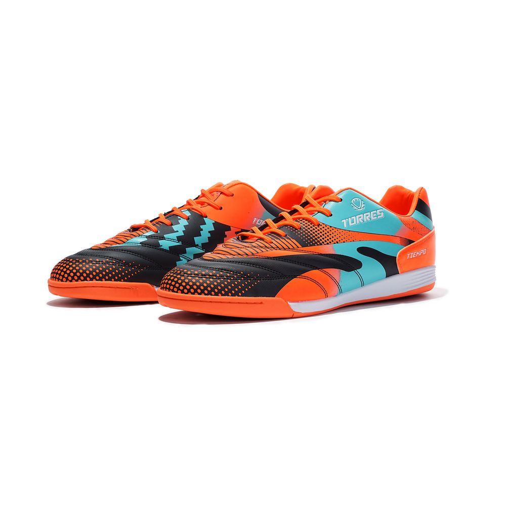 Бутсы зальные TORRES TIEMPO, TS134236-417-40, р.40, резина,ПУ,текстиль, оранжево-бирюзовый