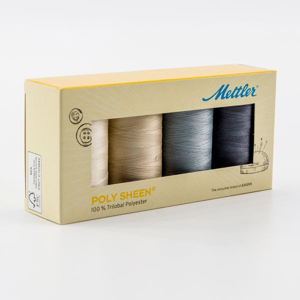 Нитки швейные (набор) Mettler Poly Sheen, 4 шт, PS4GRANITE-KIT