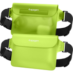 Защитная водонепроницаемая сумка Spigen A620 UNIVERSAL WATERPROOF WAIST BAG 2-PACK CACTUS GREEN (водонепроницаемость и пыленепроницаемость IPX8; водонепроницаемость до 30 метров; размеры 22x15cm; тройная герметичная застежка)