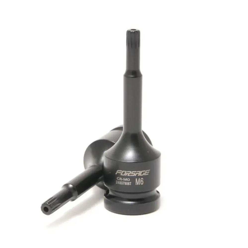 Головка-бита SPLINE глубокая ударная1/2'', M6 с отверстием Forsage F-24807806T