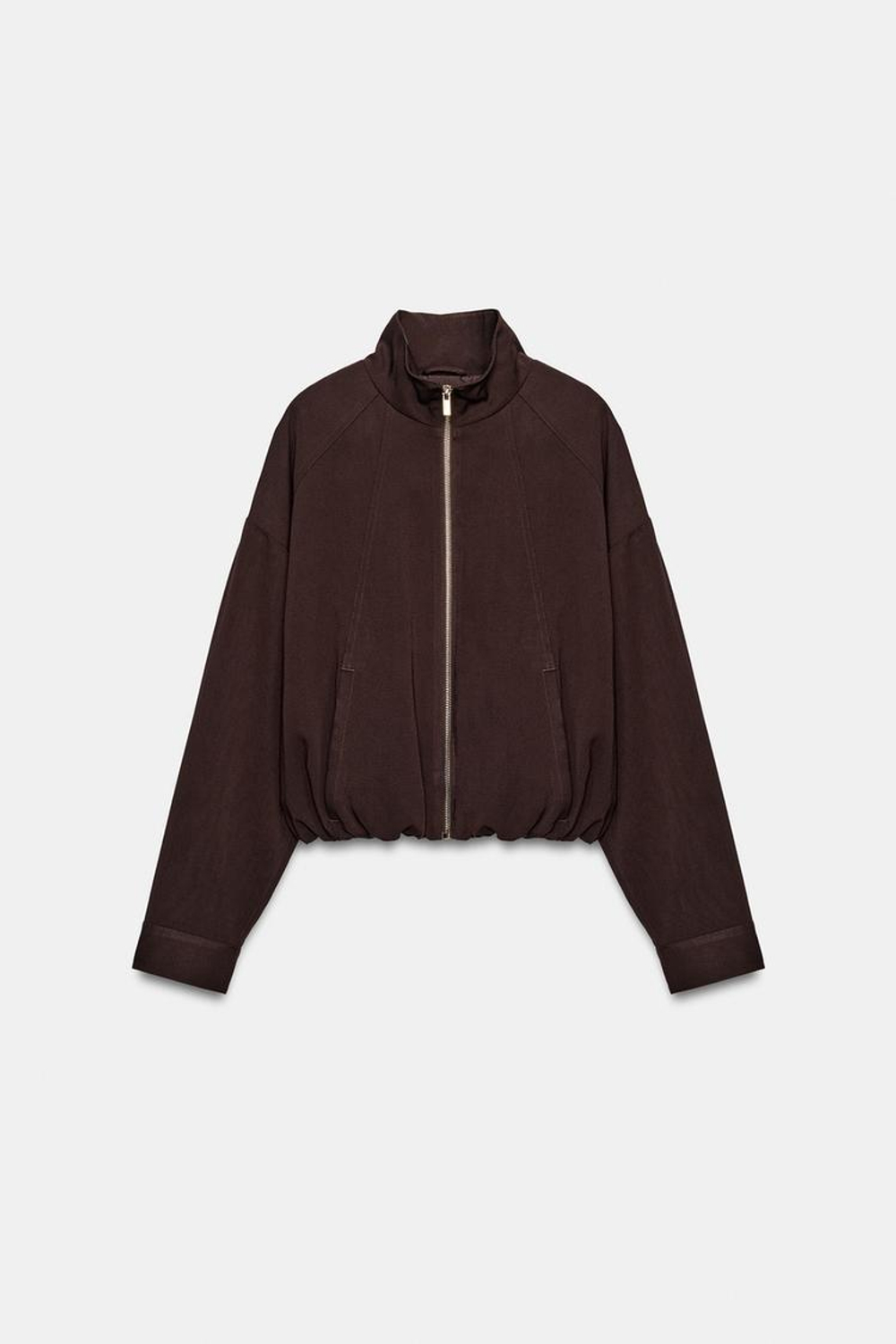 ZARA БОМБЕР С ВОРОТНИКОМ-СТОЙКОЙ, КОРИЧНЕВЫЙ