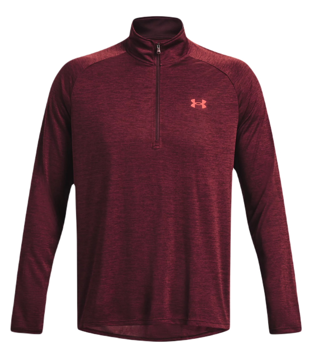 Мужская теннисная футболка теннисная Under Armour UA Tech 2.0 1/2 Zip M - Коричневый