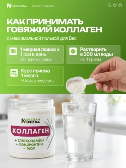 Коллаген говяжий с глюкозамином, хондроитином и МСМ (200 гр)